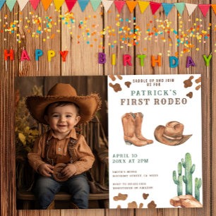 Cowboy Wild West 1e Rodeo verjaardagsfeestje Kaart