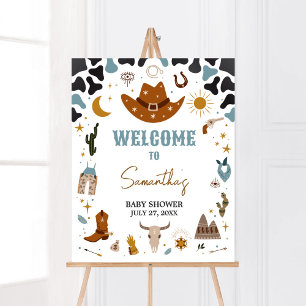 Cowboy Wild West Baby shower Welkom Poster