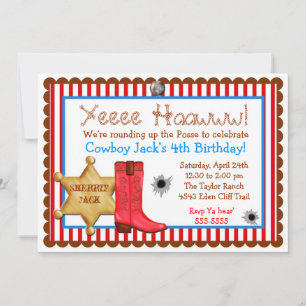 Cowboy Wild West Birthday-uitnodigingen Kaart