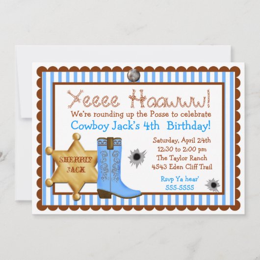 Cowboy Wild West Birthday-uitnodigingen Kaart (Voorkant)