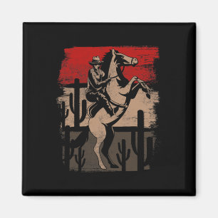 Cowboy Wild West Country Horseck Riding Horse Retr Magneet