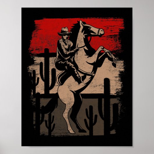 Cowboy Wild West Country Horseck Riding Horse Retr Poster (Voorkant)
