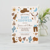 Cowboy Wild West Rodeo Ranch Baby shower Kaart (Staand voorkant)