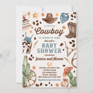 Cowboy Wild West Rodeo Ranch Boy Baby shower Kaart