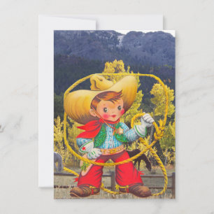 Cowboy Wild West Toevoegen Boy's Details Verjaarda Kaart
