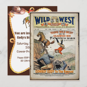 Cowboy Wild West Toevoegen Boy's Details Verjaarda Kaart
