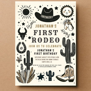 Cowboy Wild Western Eerste Rodeo Eerste Verjaardag Kaart
