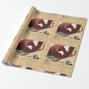 Cowboy Woestijn Vintage Western Paarden Cadeaupapier