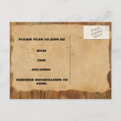 Cowboy Wood en Barbwire slaan de datum op Aankondigingskaart (Achterkant)