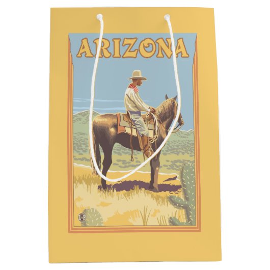 Cowboy (zijdelings Uitzicht) Arizona Medium Cadeauzakje (Voorkant)