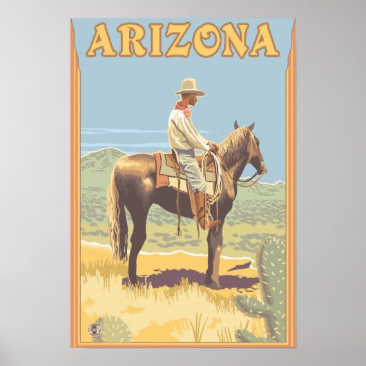 Cowboy (zijdelings Uitzicht) Arizona Poster (Voorkant)