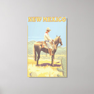 Cowboy (zijdelings Uitzicht) Nieuw Mexico Canvas Afdruk