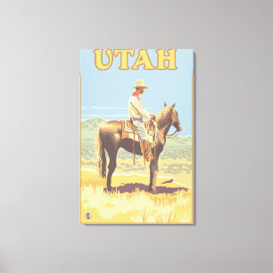Cowboy (zijdelings Uitzicht)Utah Canvas Afdruk