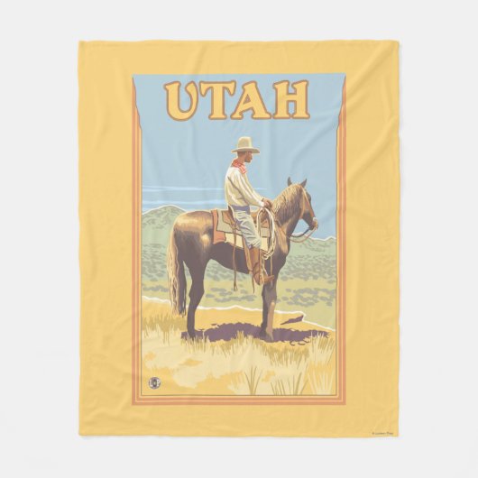 Cowboy (zijdelings Uitzicht)Utah Fleece Deken (Voorkant)