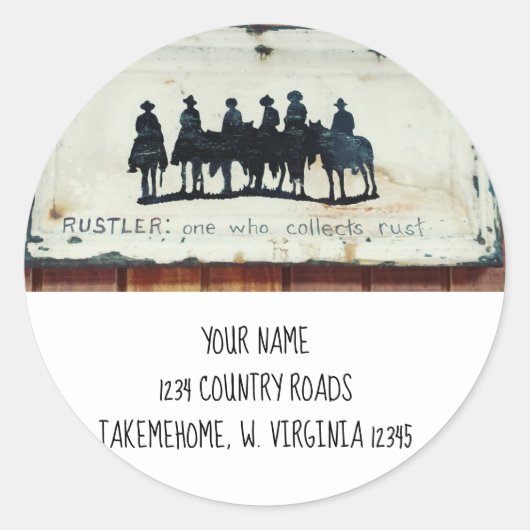  cowboyadres ronde sticker (Voorkant)