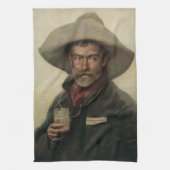  cowboybiertje en litho barhanddoek theedoek (Verticaal)