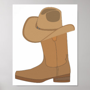 Cowboyhoed en laars poster