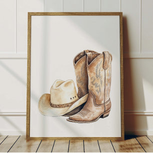 Cowboyhoed en Laars Poster Kinderen Westerse Kamer