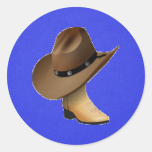 Cowboyhoed en laars ronde sticker