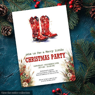 Cowboyhoed en laarzen kerstfeest uitnodiging