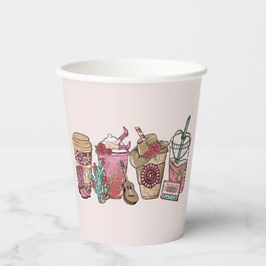 cowboykoffietijd papieren bekers (Voorkant)