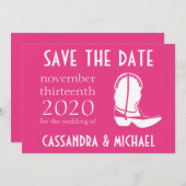 Cowboylaars Save The Date Aankondiging (Donker Roz (Voorkant / Achterkant)