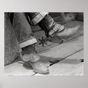 Cowboylaarzen, 1940. Oude foto Poster