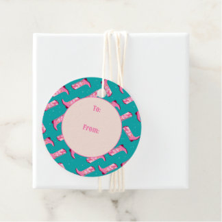 Cowboylaarzen en -bloemen bedankjes labels