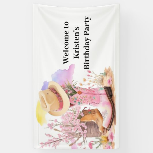 Cowboylaarzen en Petten Verjaardag Spandoek (Verticaal)