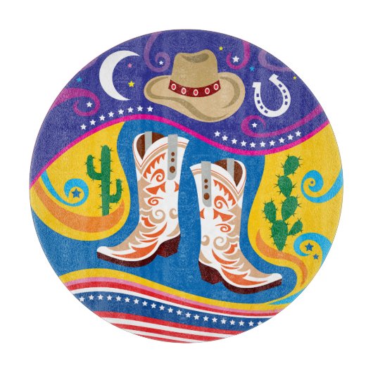 Cowboylaarzen en woestijnsterren snijplank (Voorkant)