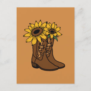 Cowboylaarzen en zonnebloemen feestdagenkaart
