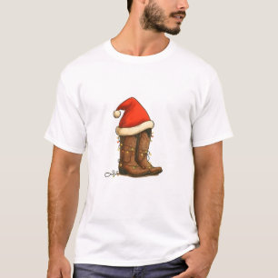 Cowboylaarzen Kerstmis Western Kerstman Hoed T-shirt