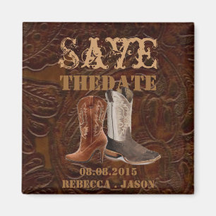 cowboylaarzen land bruiloft Save The Date Magneet