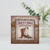 Cowboylaarzen Landelijke western Trouw Uitnodiging (Staand voorkant)