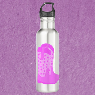 Cowboylaarzen met roze sterren waterfles 