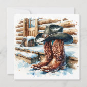 Cowboylaarzen op de voordeur Kerstmis Kaart (Voorkant)