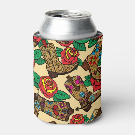 Cowboylaarzen & Rozen: design. Blikjeskoeler (Blikje Voorkant)