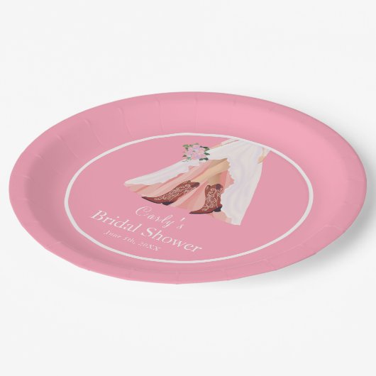 Cowboylaarzen & Trouwjurk Bruidsdouche Papieren Bordje (Gekanteld)