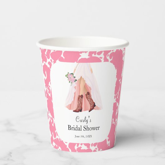 Cowboylaarzen & Trouwjurk Bruidsmeisjesfeest Papieren Bekers (Achterkant)