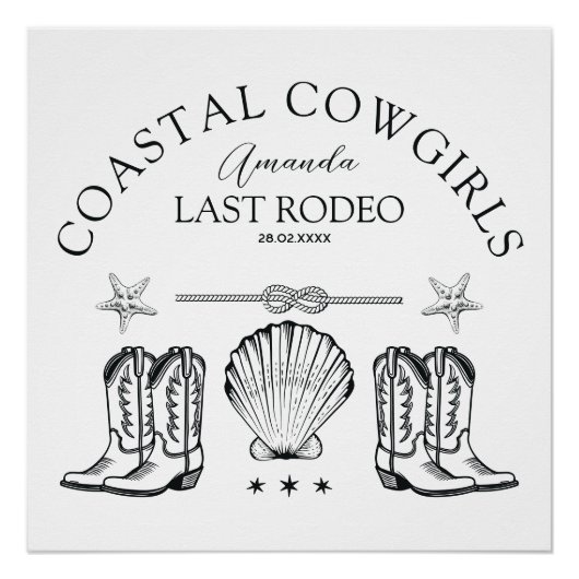 Cowboylaarzen voor Kustcowgirls Western Bruidsfees Perfect Poster (Voorkant)