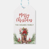 Cowboylaarzen Vrolijk kerstcadeau Labels Cadeaulabel (Voorkant)