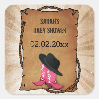 cowboylaarzen western thema Gepersonaliseerde stic Vierkante Sticker