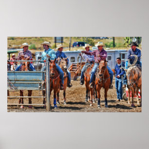 Cowboys à une affiche de rodéo