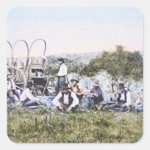 Cowboys at Lunch, 1904 (foto) Vierkante Sticker