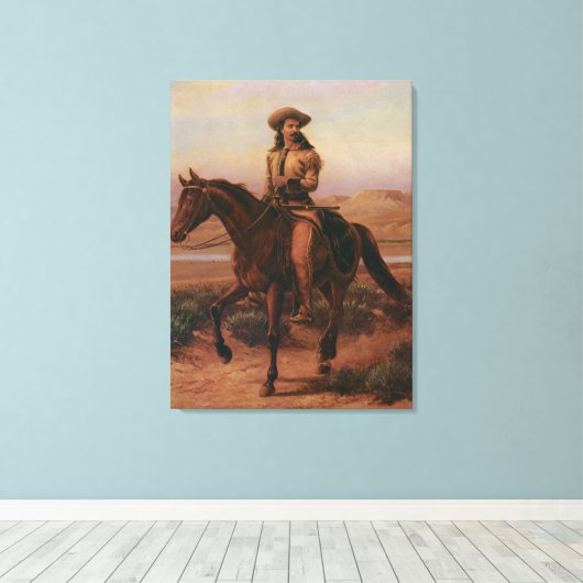  Cowboys, Buffalo Bill on Charlie van Cary Canvas Afdruk (Insitu (Houten vloer))