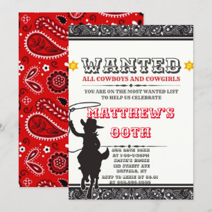 Cowboys & Cowgirl Bandana Birthday Party Invites