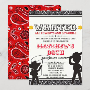 Cowboys & Cowgirl Bandana Birthday Party Invites
