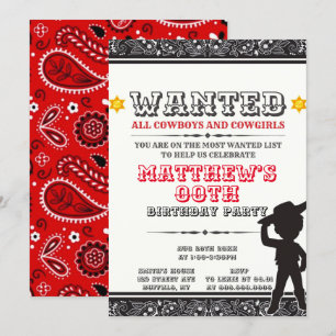Cowboys & Cowgirl Bandana Birthday Party Invites