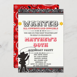 Cowboys & Cowgirls Bandana Invitations de fête d'a