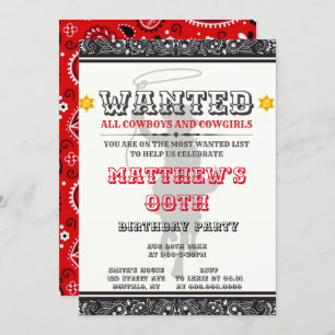 Cowboys & Cowgirls Bandana Invitations de fête d'a